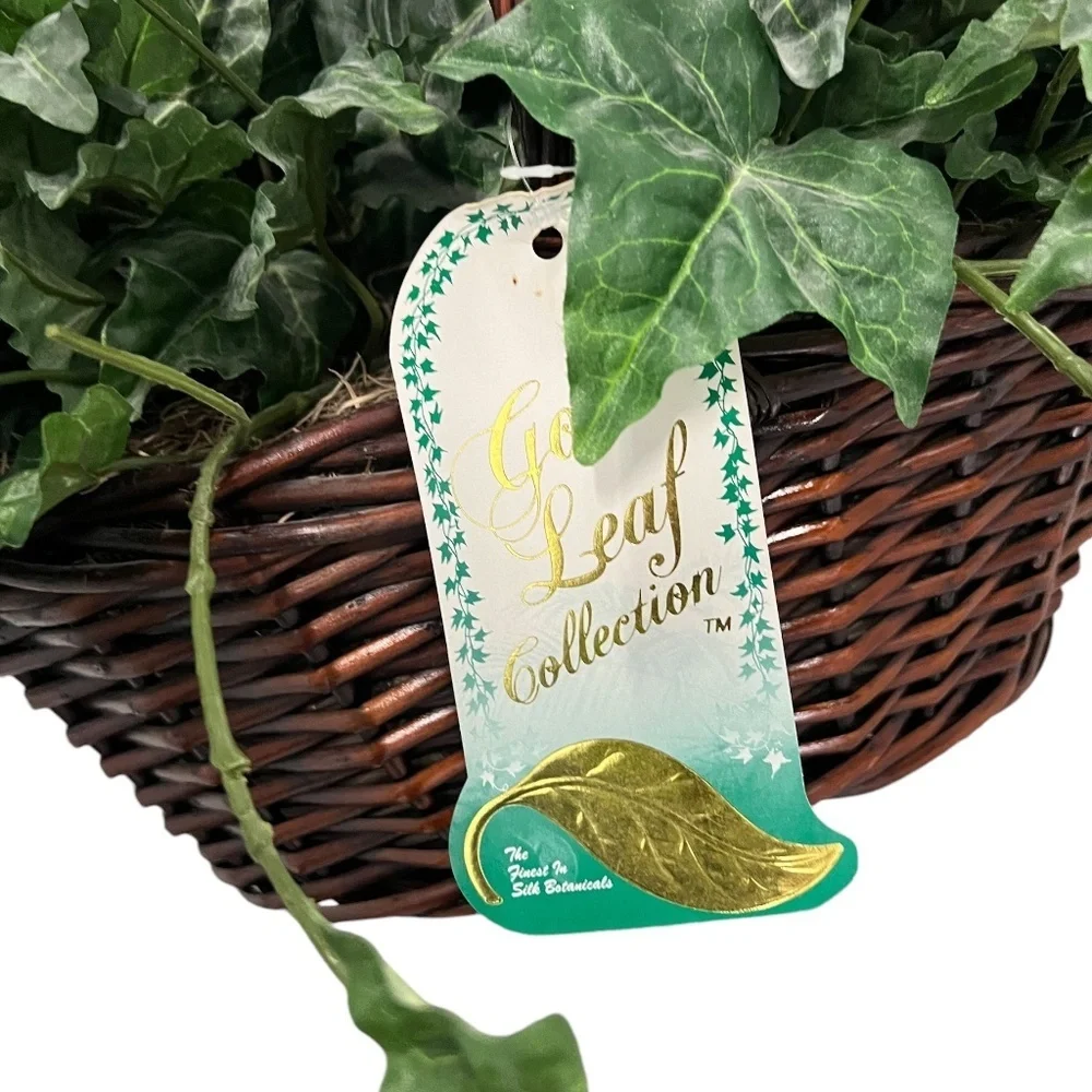 Set Of‎ 2 Gold Leaf Collection Silk Artificial English Ivy Basket